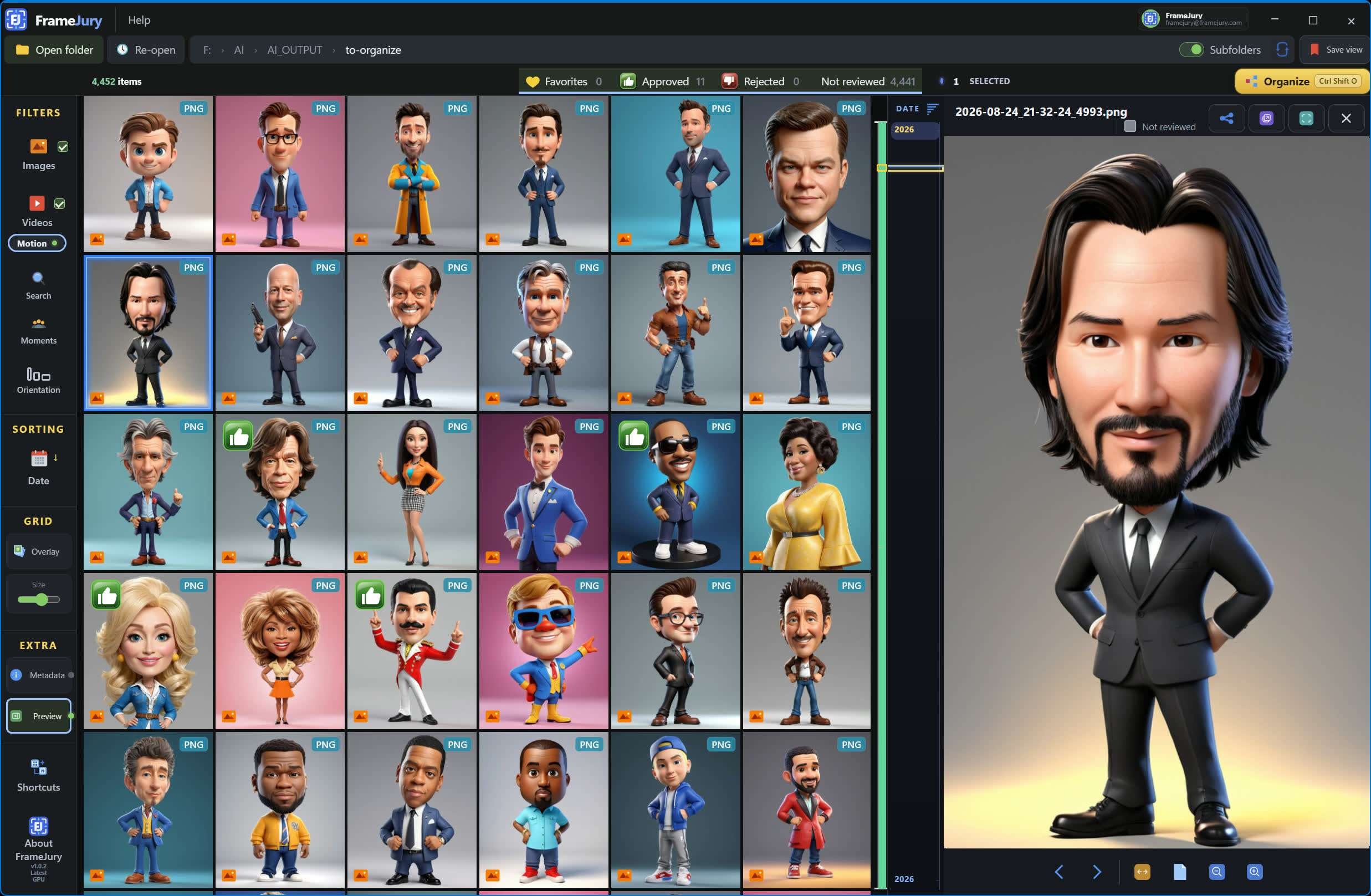 How can I approve media while reviewing it? FrameJury keeps a large preview and approval state visible together.