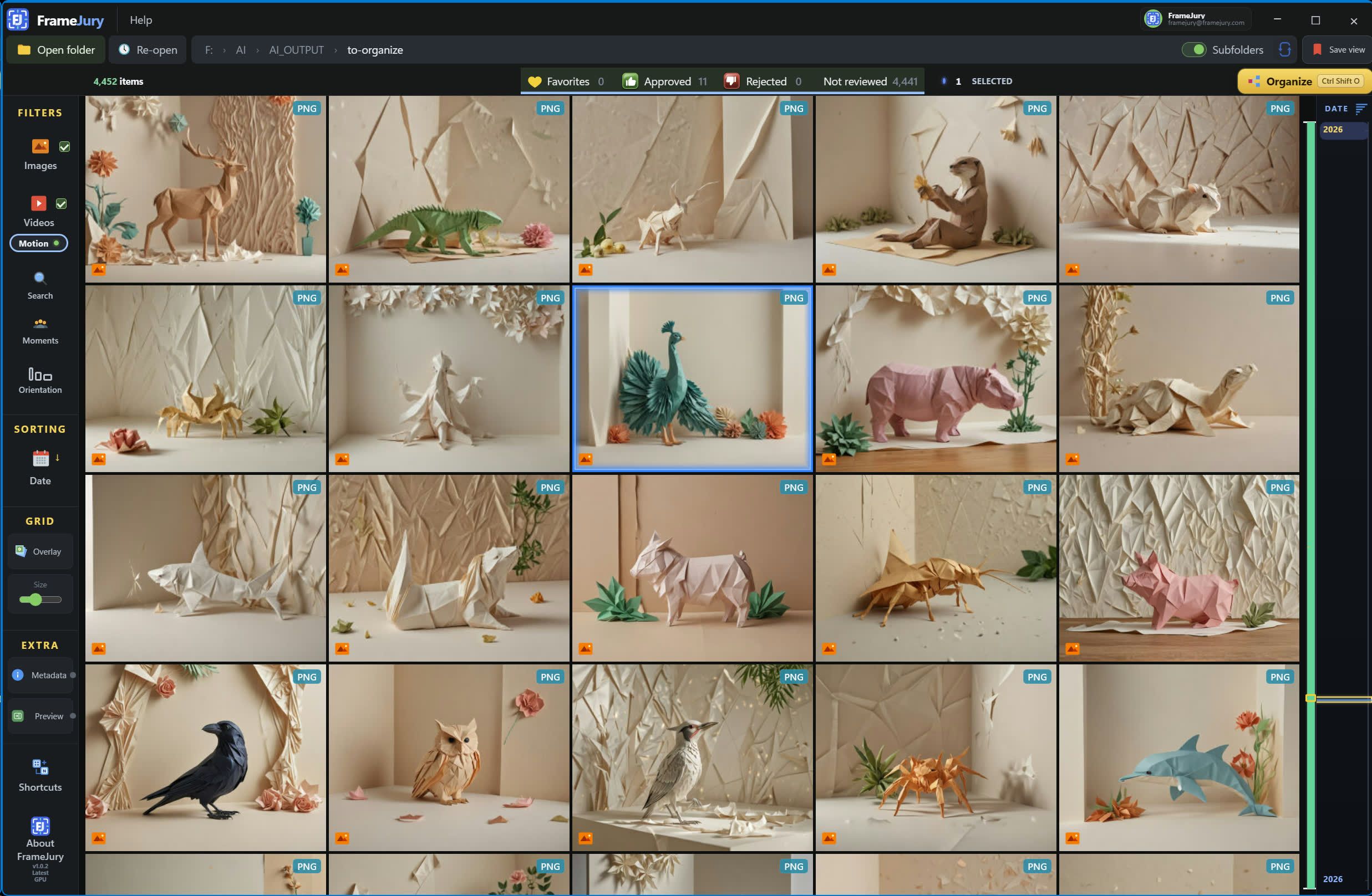 FrameJury detached preview window thumbnail